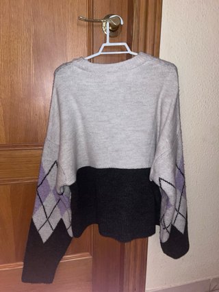 Jersey Pull&Bear rombos morado y gris