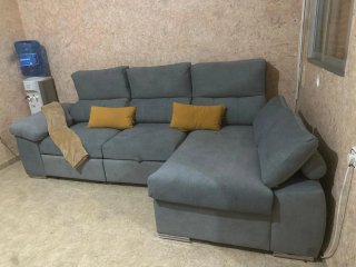 Sofá Cama Chase Gris Terciopelo 3 Piezas