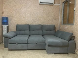 Sofá Cama Chase Gris Terciopelo 3 Piezas