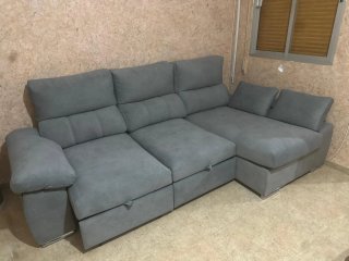 Sofá Cama Chase Gris Terciopelo 3 Piezas