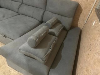Sofá Cama Chase Gris Terciopelo 3 Piezas