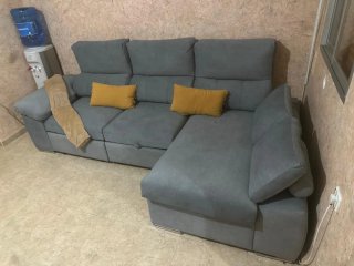 Sofá Cama Chase Gris Terciopelo 3 Piezas