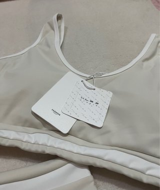 Set sportivo gonna e top beige bianco S/M
