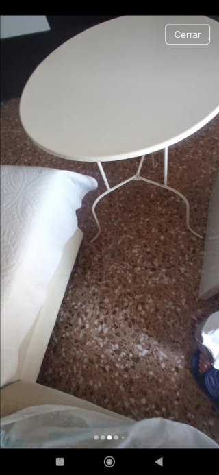 Mesita auxiliar redonda metálica blanca