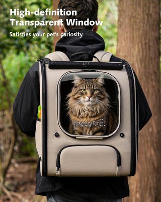 PECUTE mochila gato XL Hasta 7Kg burbuja Caqui