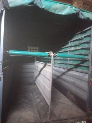 Remolque 2 ejes basculante con lona verde