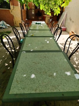 Mesa de jardín y sillas