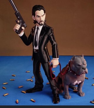 Figura John Wick con Pitbull