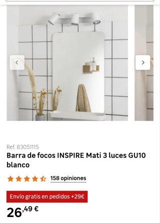 Barra focos INSPIRE Mati 3 luces GU10