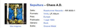 Sepultura Chaos A.D. Vinilo Original 1993