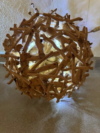 Lámpara esfera Decorativa Madera Curada