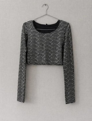 Crop top lentejuelas negro y plata/talla M /. @015