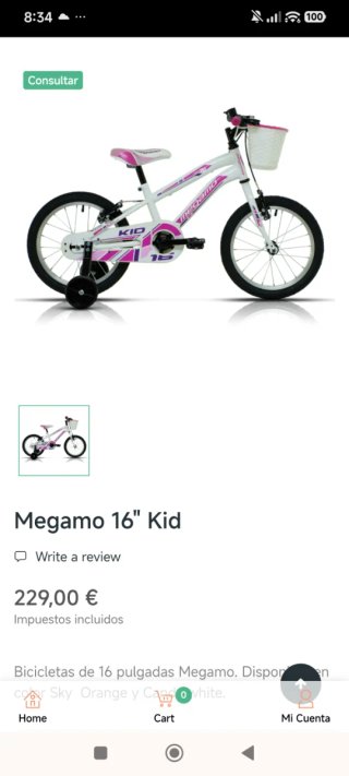 Bicicleta Megamo 18 Infantil Prácticamente nueva