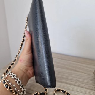 Bolso Cartera Chanel Piel Negra Cadena Dorada