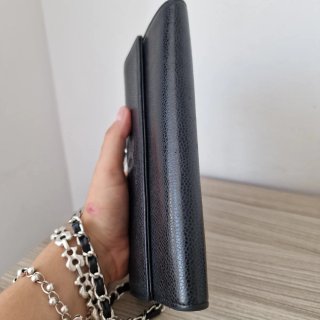 Bolso Cartera Chanel Piel Negra Cadena Plata