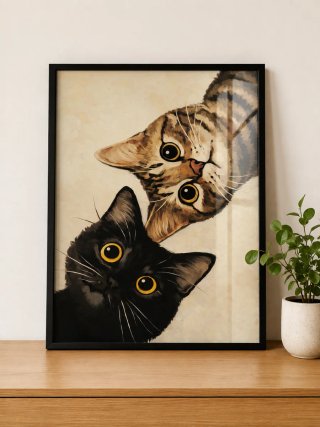Lámina 30x40 cm | Gatos Ojos Dorados | sin marco
