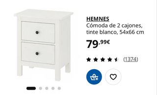Cómoda 2 cajones IKEA Hemnes blanca