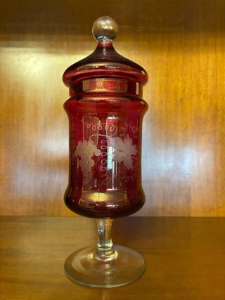 Bombonera Rubí Bohemia Cristal Vintage