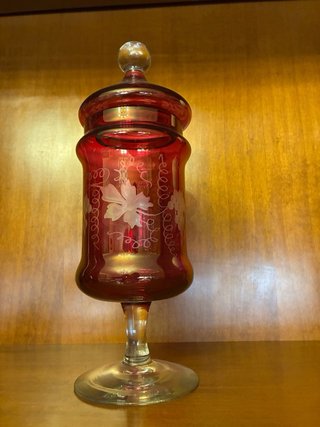 Bombonera Rubí Bohemia Cristal Vintage