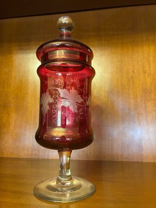 Bombonera Rubí Bohemia Cristal Vintage
