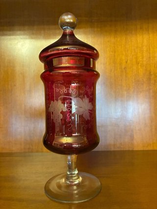 Bombonera Rubí Bohemia Cristal Vintage