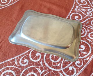 Vassoio vassoietto rettangolare Mid-Century inox
