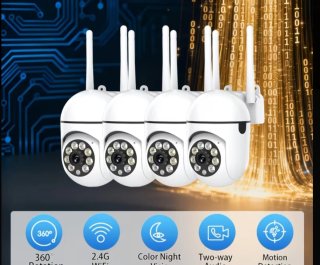 4 Cámaras Vigilancia WiFi 360° Color Noche