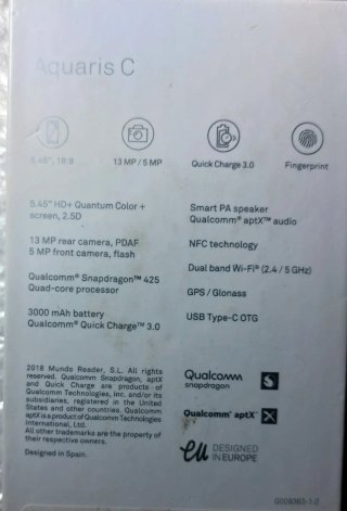 BQ Aquaris C 2/16GB Negro