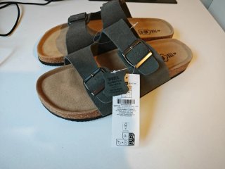 Sandalias piel tipo Birkenston grises talla 43