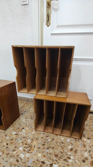 3 Archivadores Madera Escritorio Antiguo