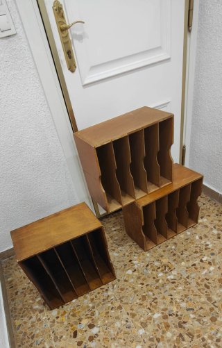 3 Archivadores Madera Escritorio Antiguo
