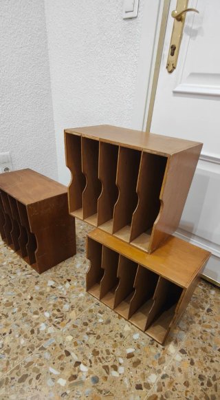 3 Archivadores Madera Escritorio Antiguo