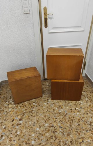 3 Archivadores Madera Escritorio Antiguo