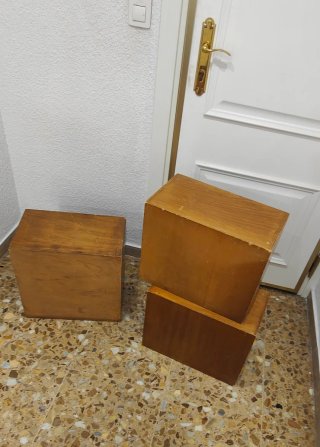 3 Archivadores Madera Escritorio Antiguo