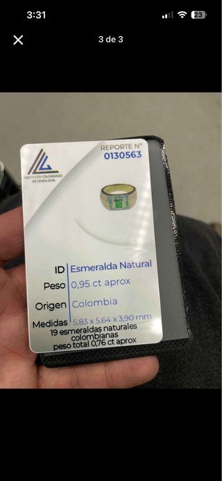 Anillo Plata Esmeralda Natural 0.95 ct