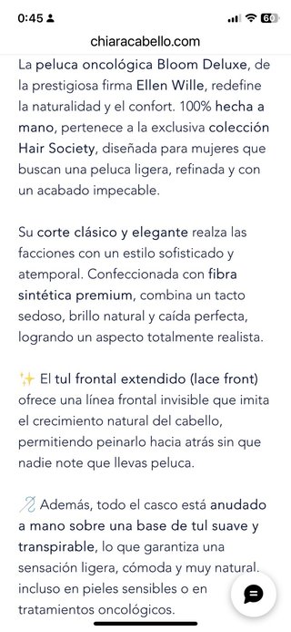 Peluca oncologica  echa a mano.