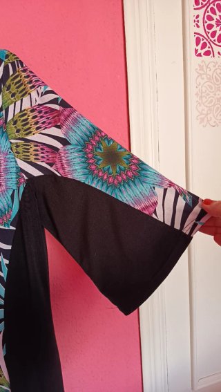 Vestido negro estampado flores talla XXXL