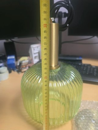 Lámpara colgante cristal verde y dorado