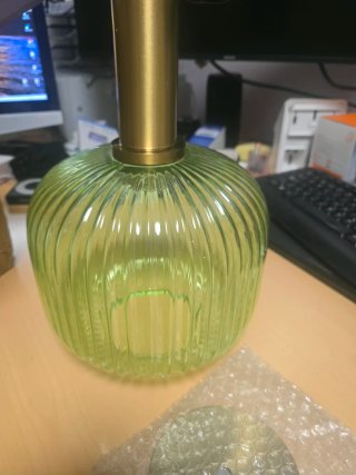 Lámpara colgante cristal verde y dorado