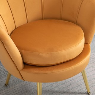 Poltrona con Conchiglia, Poltrona Vintage, Poltrona per Camera da Letto e Soggiorno, Design Elegante, Con Alto Schienale, 76X67X74Cm, Giallo