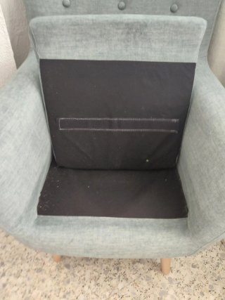 Sillón verde menta tela y madera