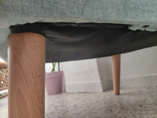 Sillón verde menta tela y madera