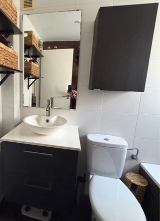 Mueble de lavabo madera y metal sin lavabo