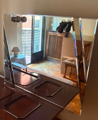 Espejo de baño madera y cristal