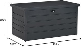 Banca Baúl Contenedor De Jardín Con Llave, Caja Moderna De Acero, Gris, 120X62X62Cm