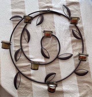 Portavelas de pared metal y cristal
