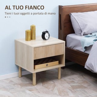 Mesitas Modernas Con Cajón Y Estante Abierto, Set De 2 Piezas 47X47X50 Cm En Aglomerado, Color Madera