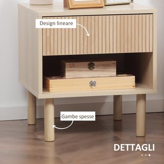 Mesitas Modernas Con Cajón Y Estante Abierto, Set De 2 Piezas 47X47X50 Cm En Aglomerado, Color Madera