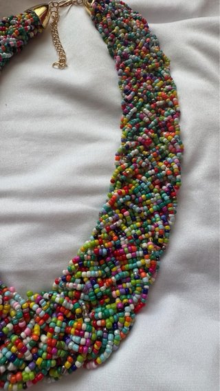 Collana donna multifilo perline multicolore