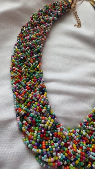 Collana donna multifilo perline multicolore